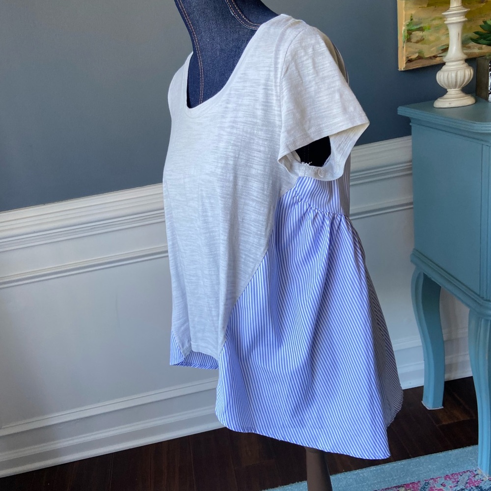 Float Hi-Lo Top Sz L grey Jersey and blue stripes